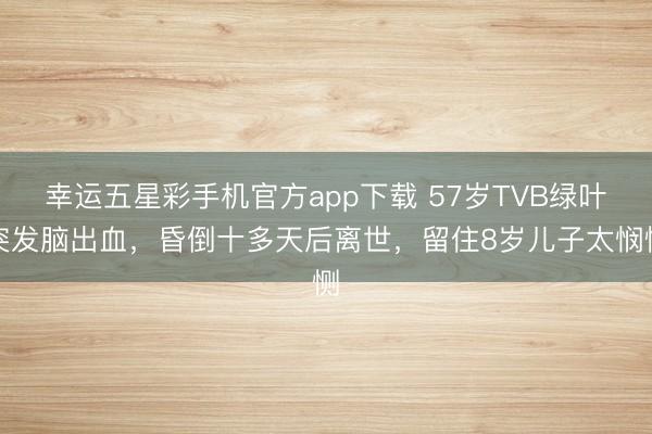 幸运五星彩手机官方app下载 57岁TVB绿叶突发脑出血,昏倒十多天后离世,留住8岁儿子太悯恻