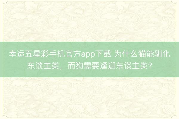 幸运五星彩手机官方app下载 为什么猫能驯化东谈主类，而狗需要逢迎东谈主类?